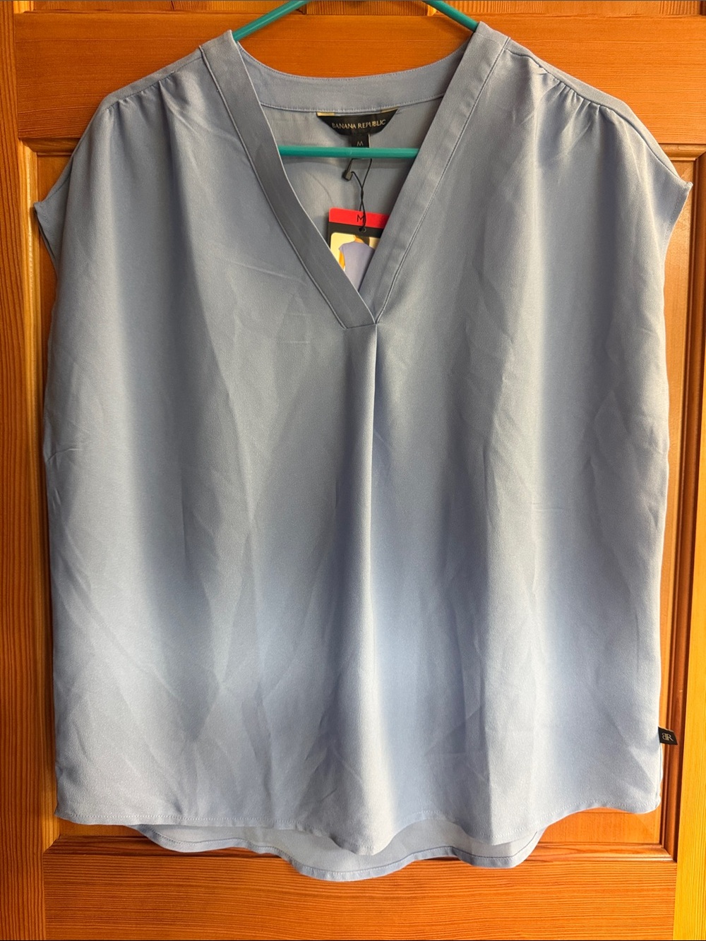 Banana Republic Powder Purple/ Blue V-Neck Cap Sleeve Blouse